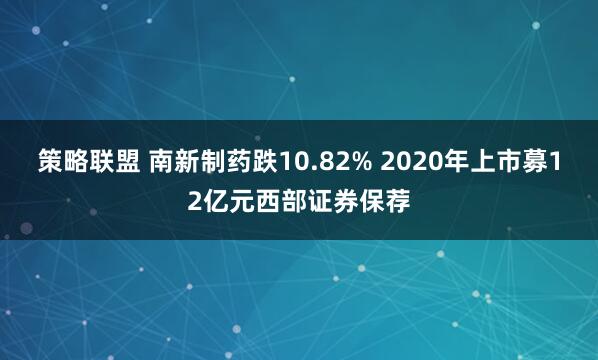 策略联盟 南新制药跌10.82% 2020年上市募12亿元西部证券保荐