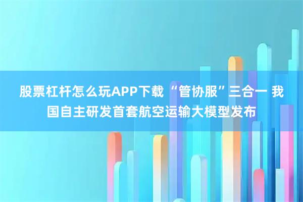 股票杠杆怎么玩APP下载 “管协服”三合一 我国自主研发首套航空运输大模型发布